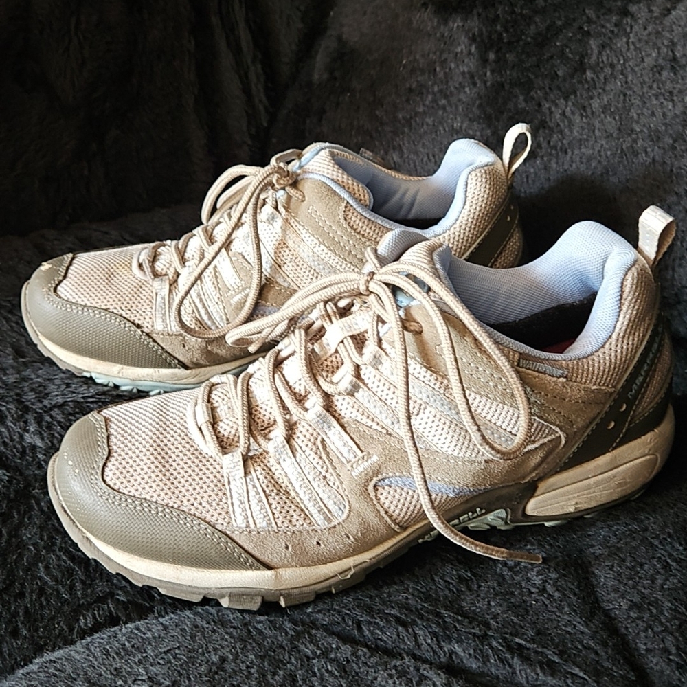 Tan and Gray Athletic Sneakers
